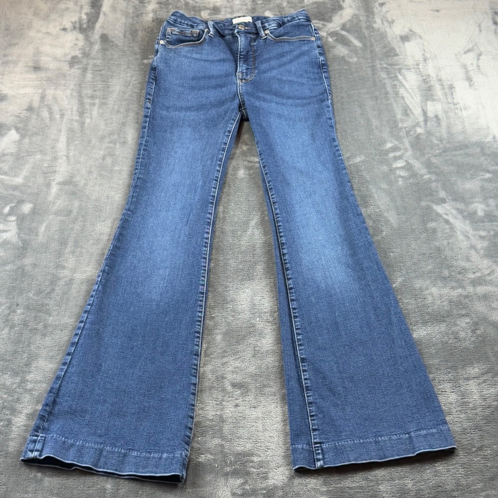 Good American Good Legs Flare Jeans Blue High Rise Size 6 28 GLF873TE